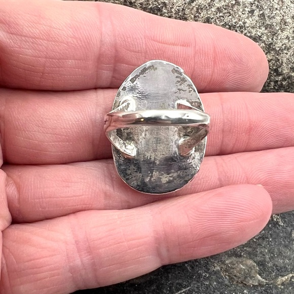 Vintage Navajo Handmade Sterling Silver Natural Blue Turquoise Ring 6.25 - Picture 7 of 7